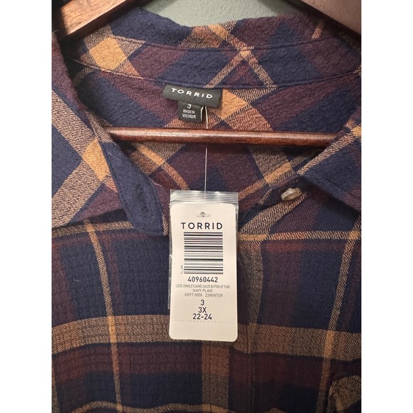 Torrid Women's 3X Plaid Button Up Long Sleeve Tunic Top Shirt 22/24 - Picture 4 of 4